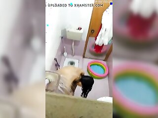 Indian housewife undresses in the bathroom